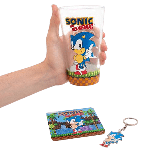Σετ μπρελόκ ποτήρι και σουβέρ Sonic the Hedgehog Classic