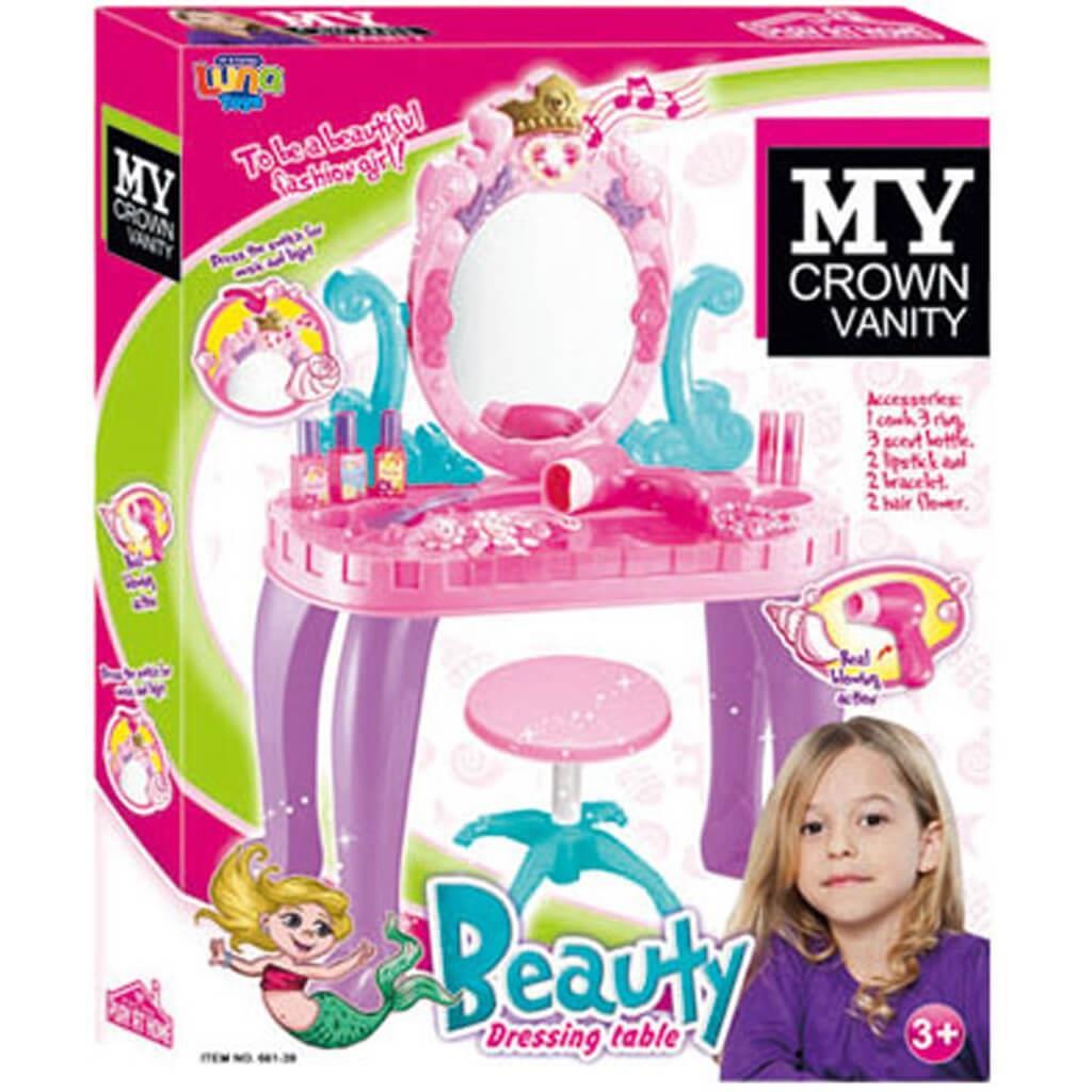 💄 Πάγκος Ομορφιάς με Σκαμπό, Φως και Ήχο 2 Παιδικός πάγκος ομορφιάς με φως box