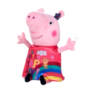 Λούτρινη Peppa Pig χαρούμενη με ουράνιο τόξο