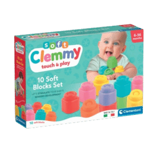 Συσκευασία με 10 μαλακά τουβλάκια Soft Clemmy Touch & Play με ανάγλυφες υφές για βρέφη