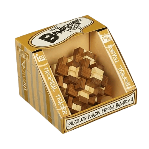 🎋 Ξύλινος Γρίφος "Tropical Teaser" – Bamboozlers 1 Ξύλινος γρίφος μπαμπού Tropical Teaser Bamboozlers σε συσκευασία