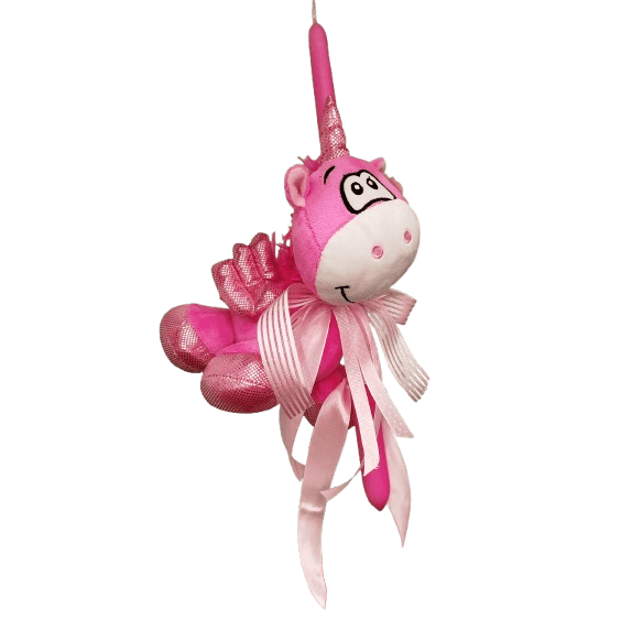 🦄 Λαμπάδα με Λούτρινο Μονόκερο (Ροζ) 1 Λαμπάδα λούτρινος μονόκερος ροζ