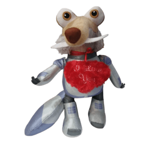 Λούτρινος Scrat αστροναύτης Ice Age που κρατάει κόκκινη καρδιά