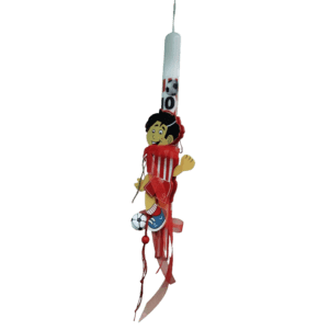 Λαμπάδα ξύλινη μαριονέτα ποδοσφαιριστής κόκκινο λευκό